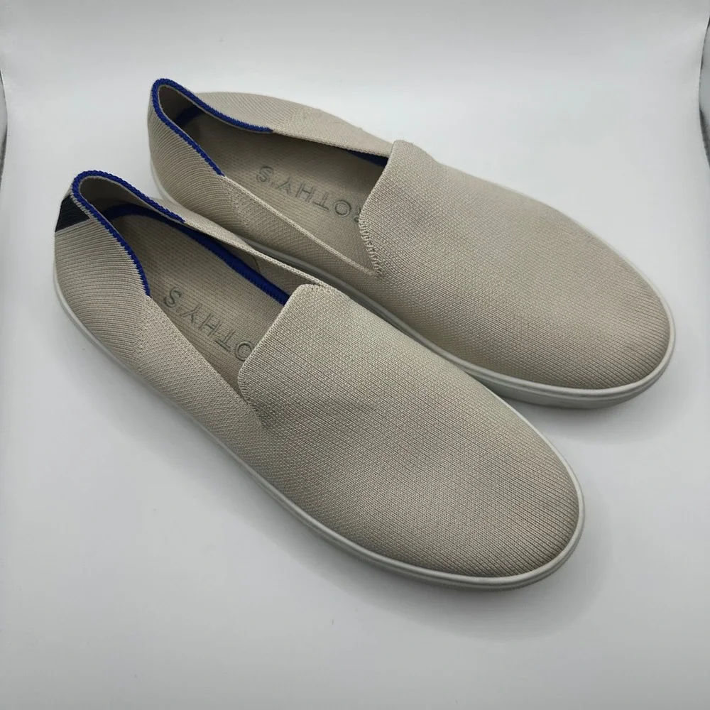Rothys The Sneaker Sand Beige Slip On Knit Shoes Womens Size 9 006-101